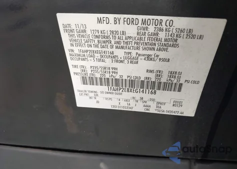 2014 Ford Taurus Sel z USA, uszkodzony, nr VIN 1FAHP2E8XEG141168